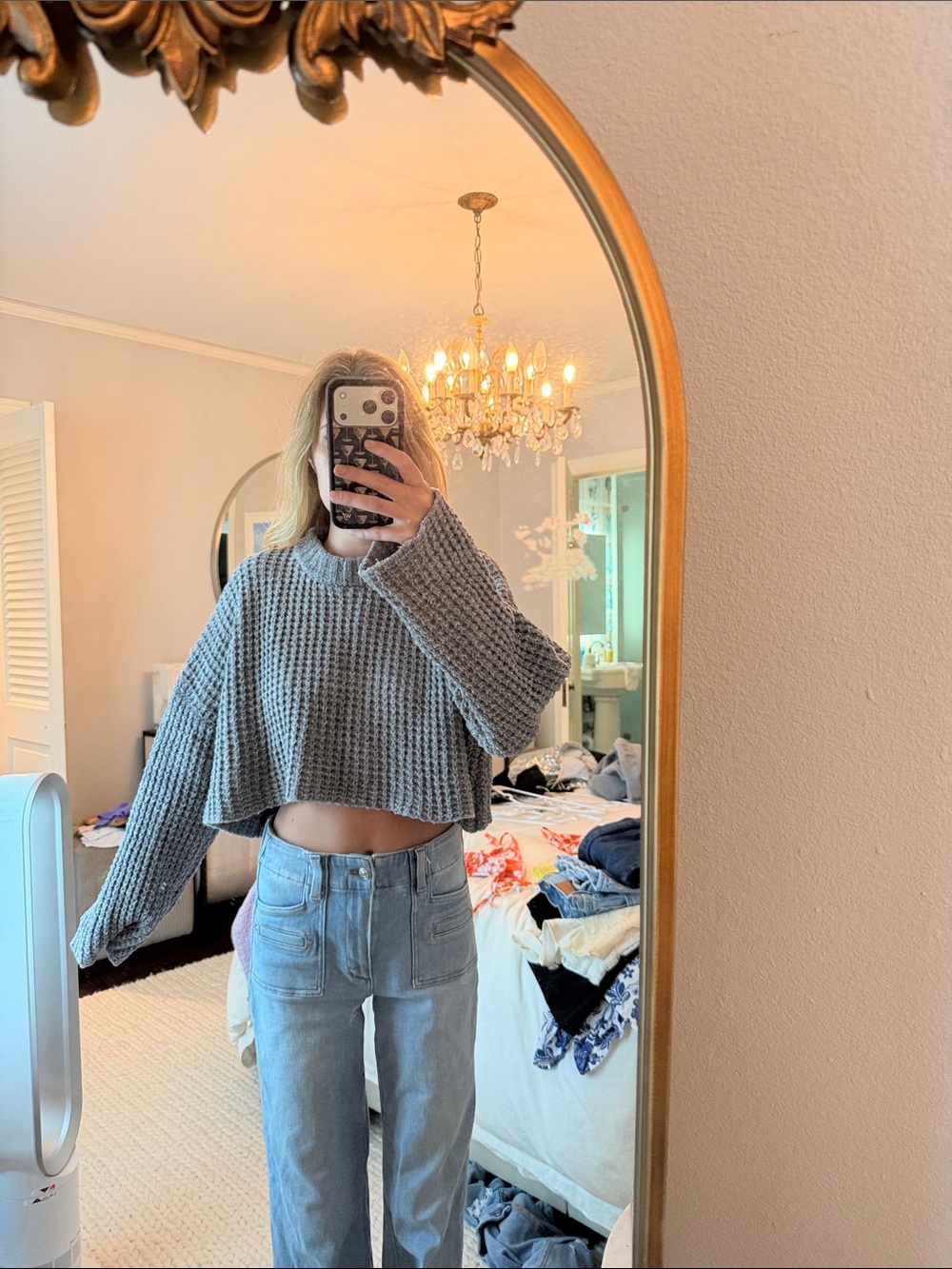 Forever 21 Soft Gray Plush Knit Top
